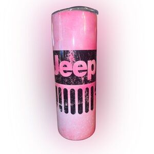 Jeep Pink Grunge 20oz Hot/Cold Tumbler with Metal Straw